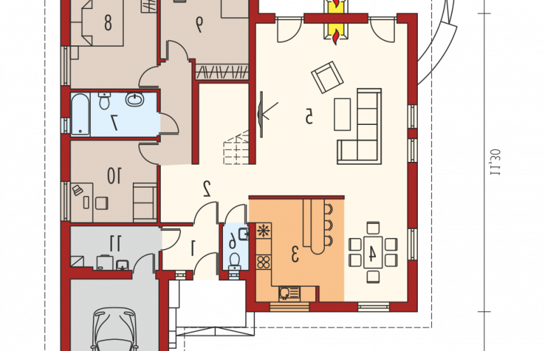 Projekt domu jednorodzinnego Klementynka G1 - parter