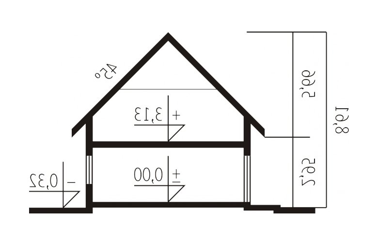 Projekt domu jednorodzinnego Konstancja (mała) - przekrój 1