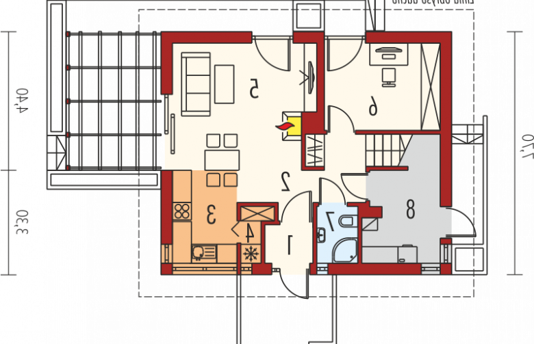 Projekt domu jednorodzinnego Lea (wersja A) - parter