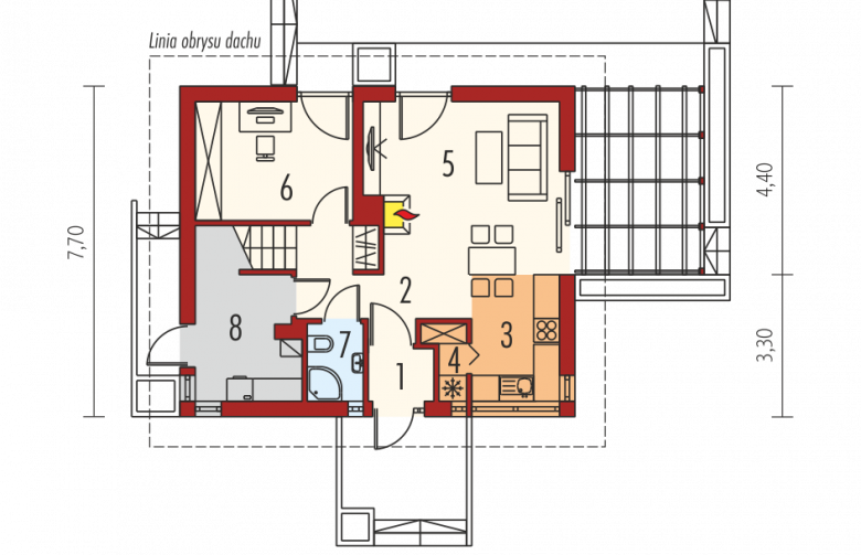 Projekt domu jednorodzinnego Lea (wersja B) - parter