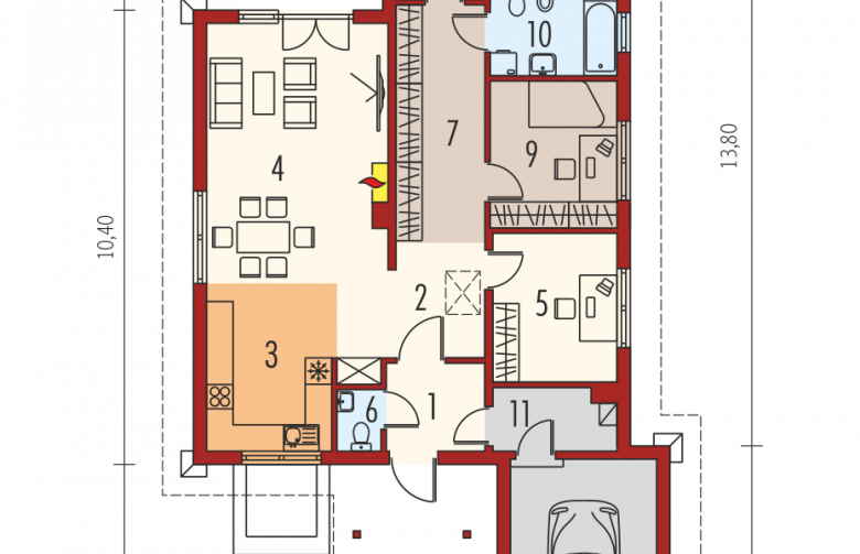 Projekt domu parterowego Lora G1 - parter