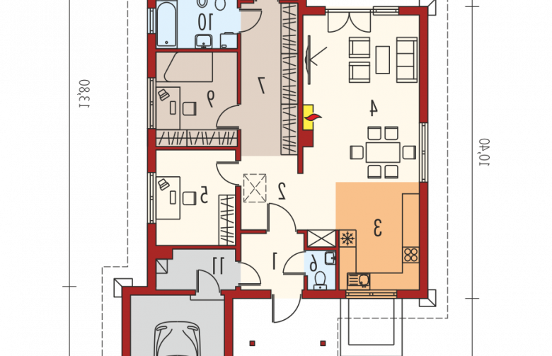 Projekt domu parterowego Lora G1 - parter