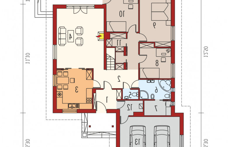 Projekt domu parterowego Lote G2 - parter