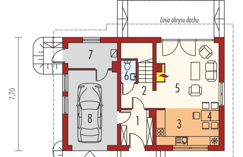 Projekt domu jednorodzinnego Magnolia G1 - parter