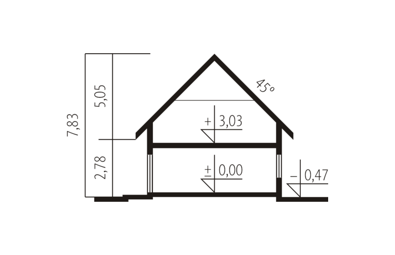 Projekt domu jednorodzinnego Magnolia G1 - przekrój 1