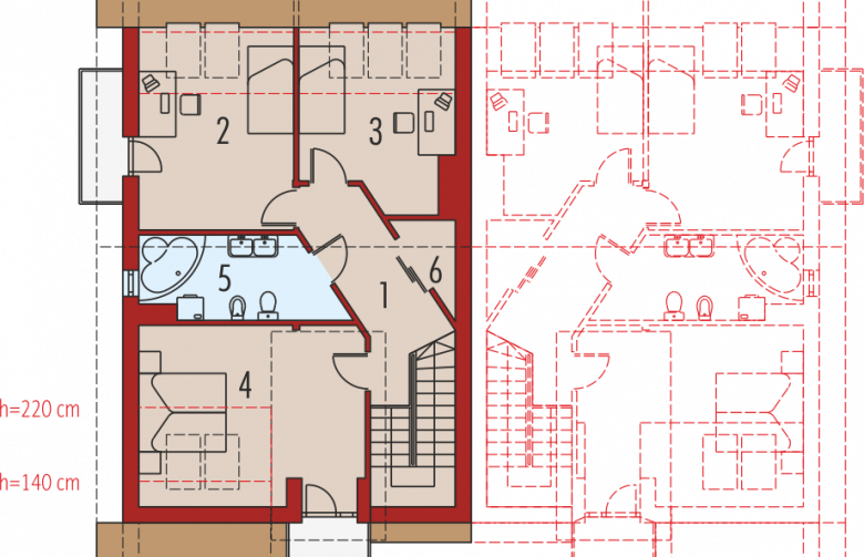 Projekt domu bliźniaczego Malwa G1 (bliźniak) - poddasze