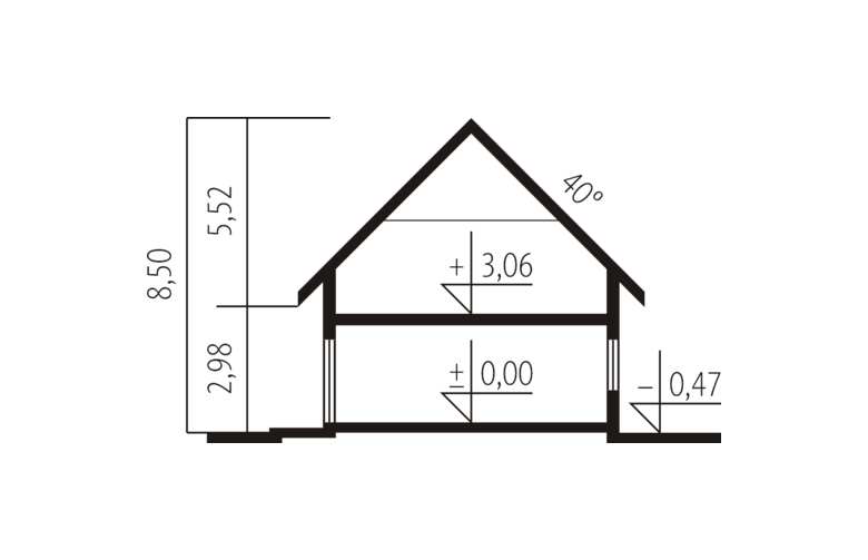 Projekt domu jednorodzinnego Marysia III G2 - przekrój 1