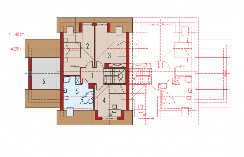 Projekt domu bliźniaczego Melka G1 (bliźniak) - poddasze