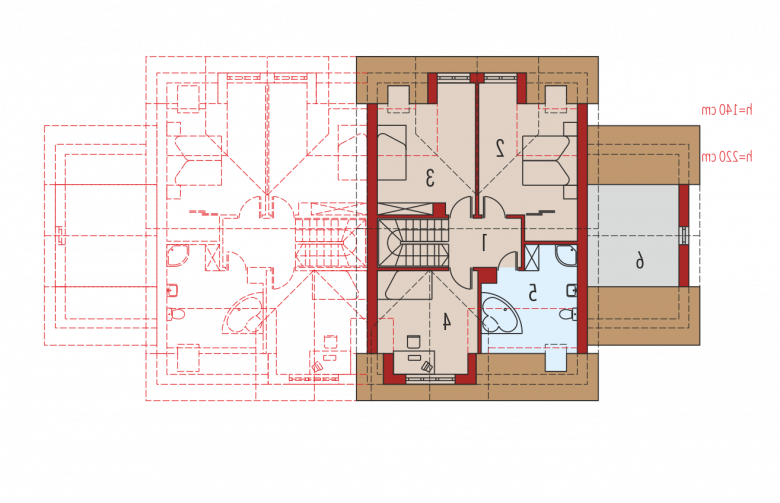 Projekt domu bliźniaczego Melka G1 (bliźniak) - poddasze