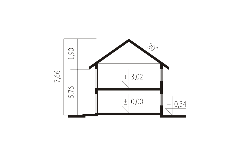Projekt domu jednorodzinnego Mika - przekrój 1