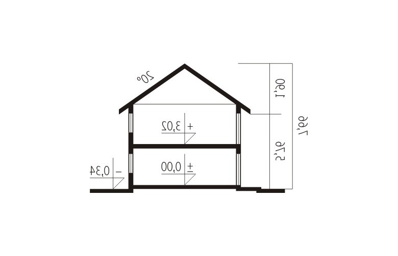 Projekt domu jednorodzinnego Mika - przekrój 1
