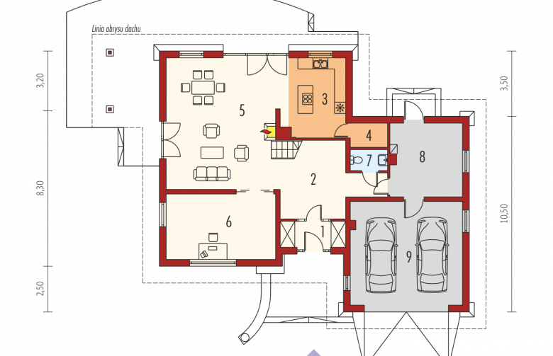 Projekt domu jednorodzinnego Petra G2 - parter