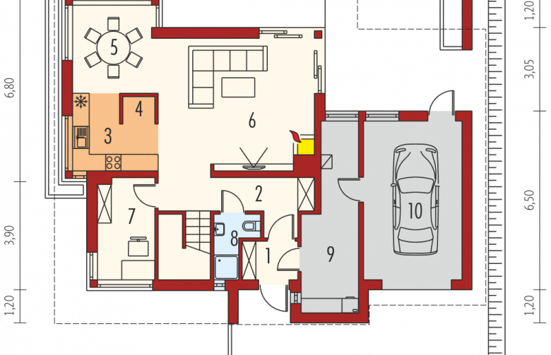 Projekt domu piętrowego Rodrigo II G1 - parter