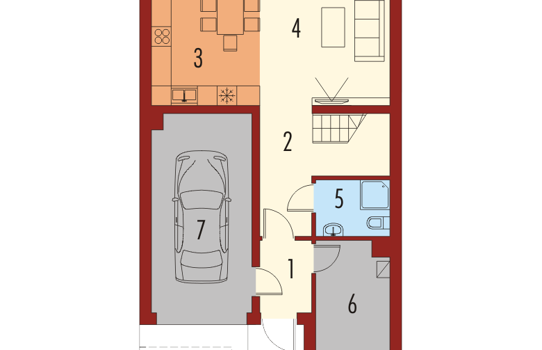 Projekt domu szeregowego Samba G1 - parter