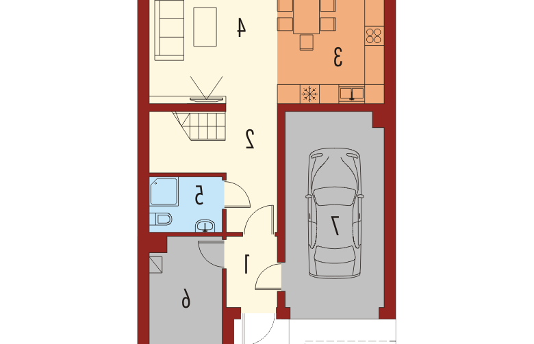 Projekt domu szeregowego Samba G1 - parter