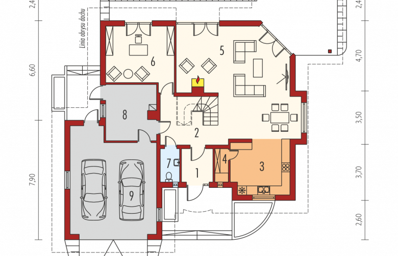 Projekt domu jednorodzinnego Seweryna (mała) G2 - parter