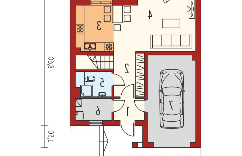 Projekt domu szeregowego Simba G1 - parter