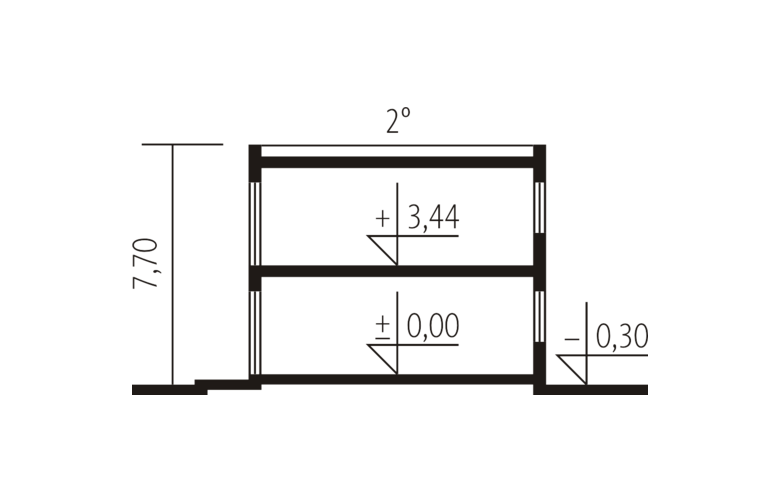 Projekt domu piętrowego Steps G2 - przekrój 1