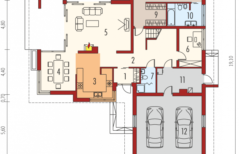 Projekt domu wielorodzinnego Teo G2 - parter