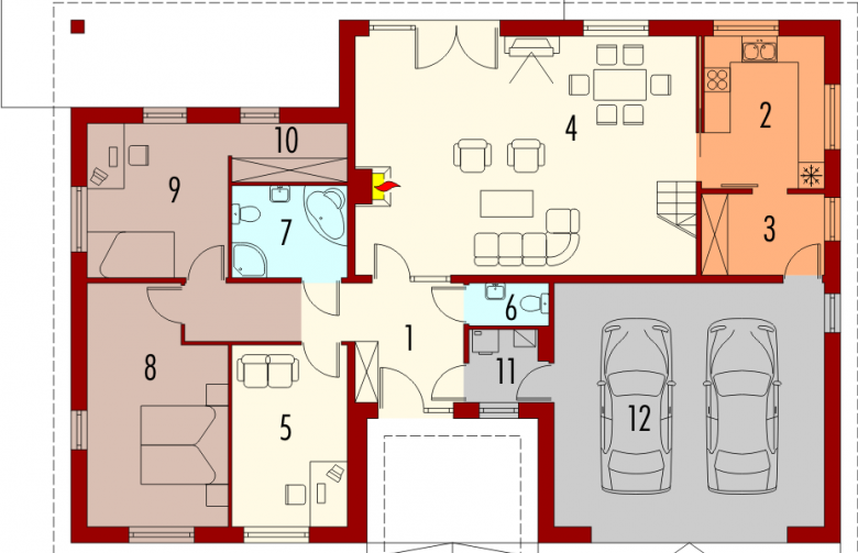 Projekt domu dwurodzinnego Teosia II G2 - parter