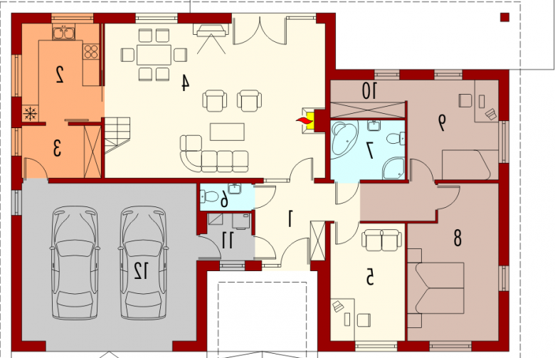 Projekt domu dwurodzinnego Teosia II G2 - parter