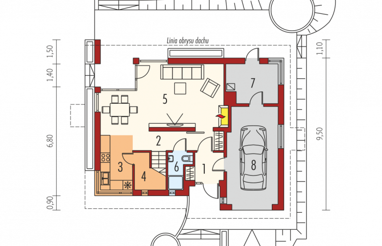 Projekt domu wielorodzinnego Tolek II G1 - parter