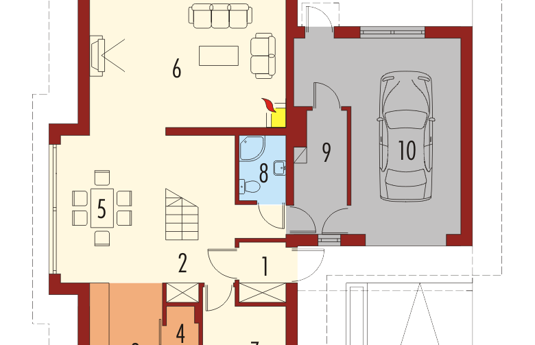 Projekt domu szkieletowego Tom G1 - parter