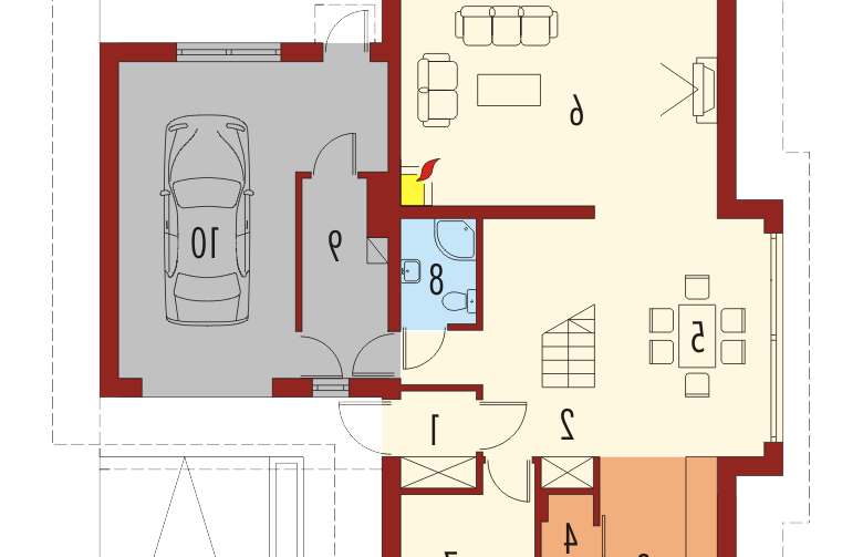 Projekt domu szkieletowego Tom G1 - parter