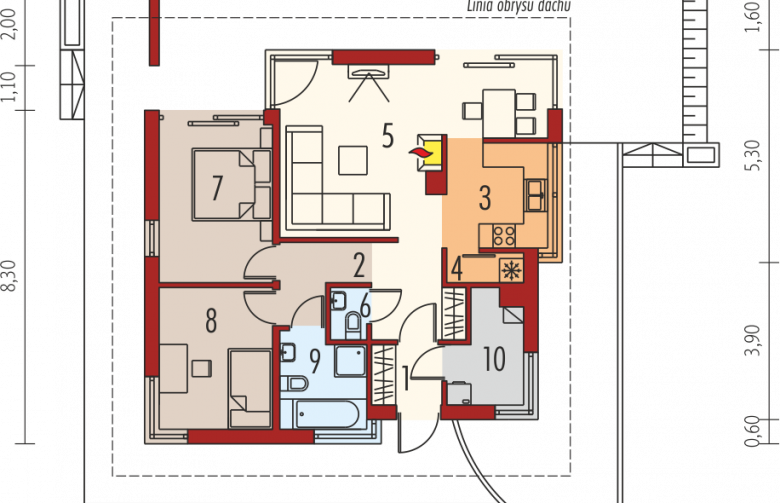 Projekt domu parterowego Tori II - parter