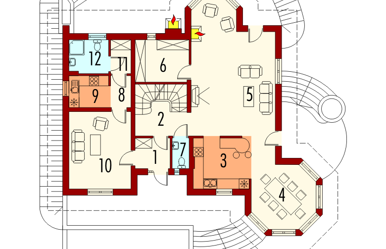 Projekt domu wielorodzinnego Tulipan G2 - parter