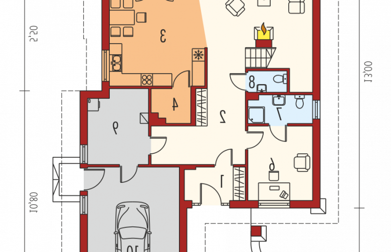 Projekt domu wielorodzinnego Wioletta G1 - parter