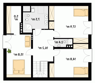 Rzut projektu Jabłoń 2 - wersja lustrzana