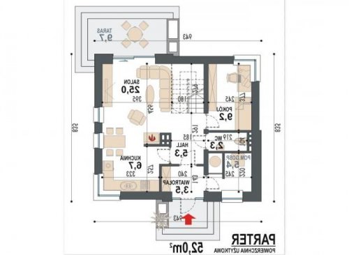 Rzut projektu Miki - wersja lustrzana