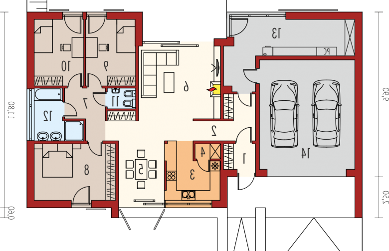 Projekt domu dwurodzinnego EX 8 G2 (wersja A) - parter
