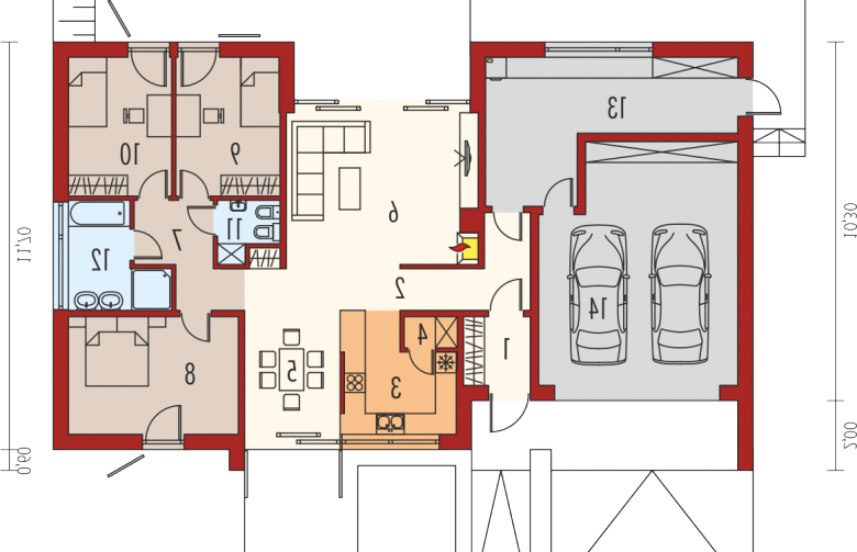 Projekt domu dwurodzinnego EX 8 G2 (wersja C) - parter