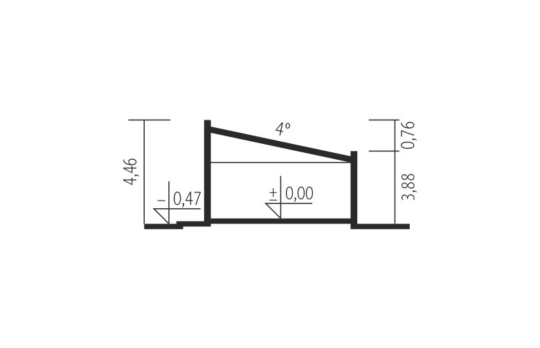 Projekt domu dwurodzinnego EX 8 G2 (wersja C) - przekrój 1