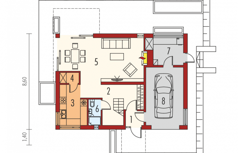 Projekt domu wielorodzinnego Liv 6 G1 - parter