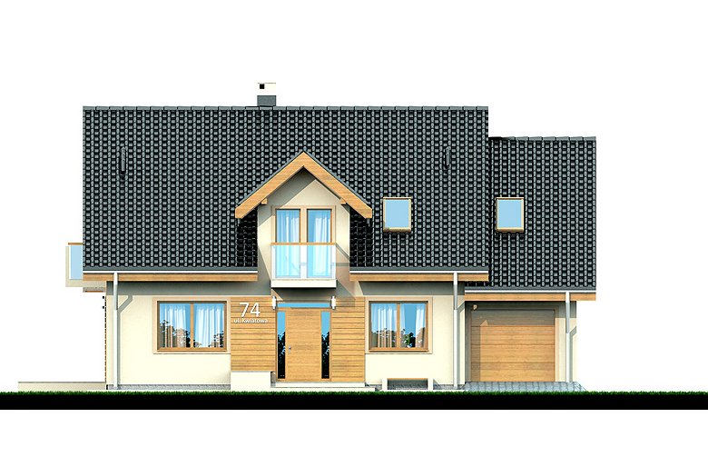 Projekt domu jednorodzinnego Kendra - elewacja 1