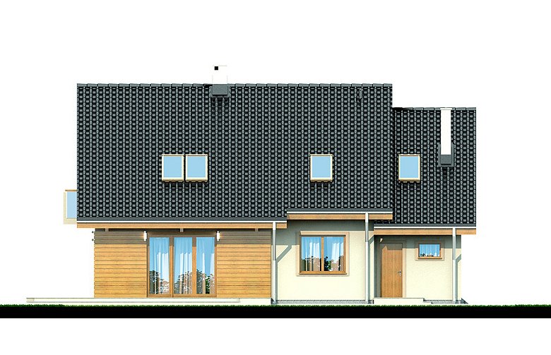 Projekt domu jednorodzinnego Kendra - elewacja 3