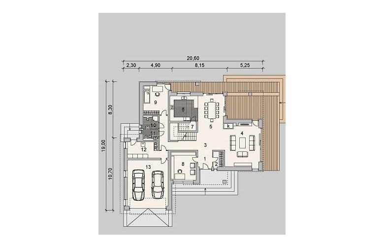 Projekt domu szkieletowego LK&788 - parter