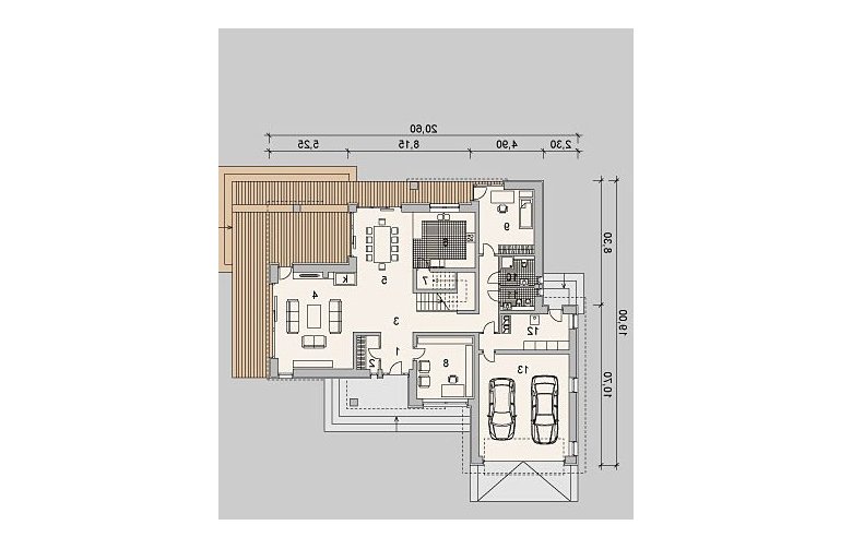 Projekt domu szkieletowego LK&788 - parter