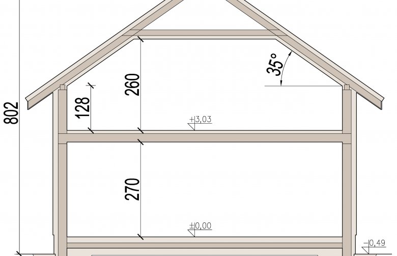 Projekt domu wielorodzinnego Wanilia - przekrój 1