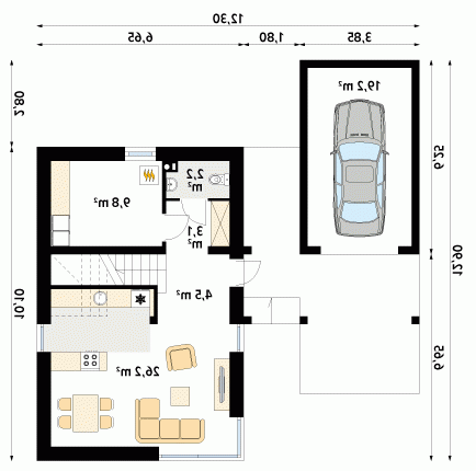 Rzut projektu Teo - wersja lustrzana