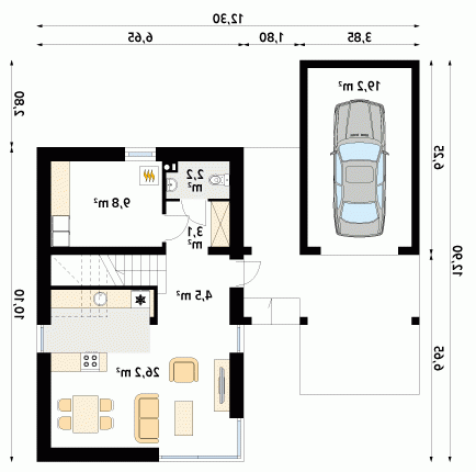 Rzut projektu Teo 2 - wersja lustrzana