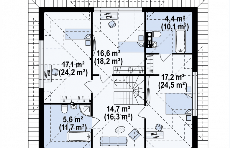 Projekt domu z poddaszem Z278 - rzut poddasza