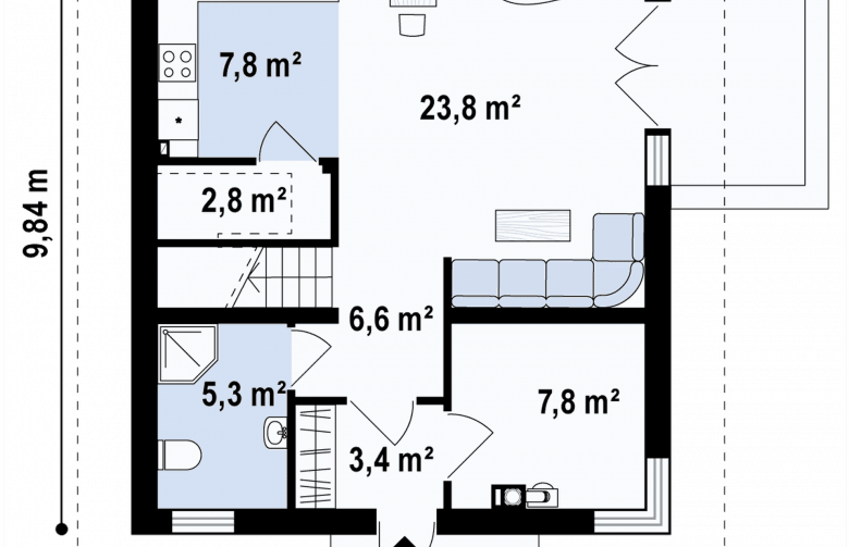 Projekt domu z poddaszem Z265 - rzut parteru