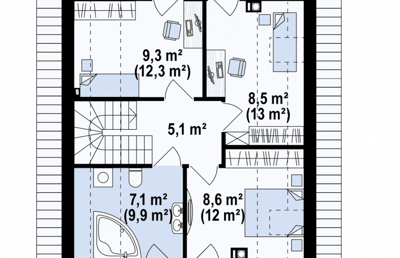 Projekt domu z poddaszem Z265 - rzut poddasza