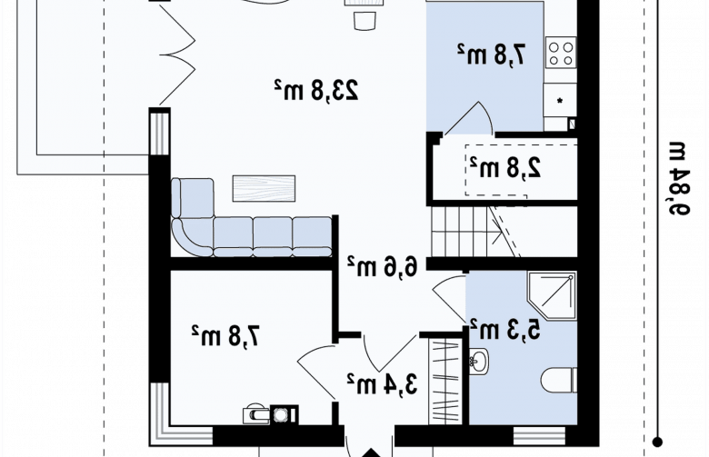 Projekt domu z poddaszem Z265 - rzut parteru