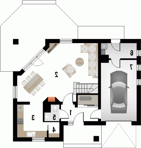 Rzut projektu ARKADY - wersja lustrzana