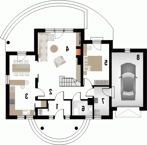 Rzut projektu ADIUNKT - wersja lustrzana